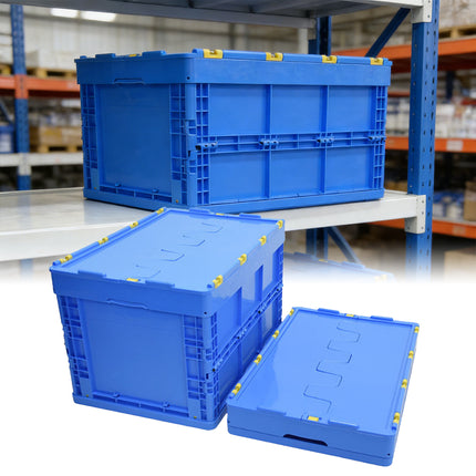 Foldable Plastic Storage Box Rounded Corner Design for Workshop Garage Home Use