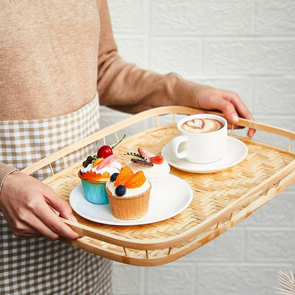 Rattan Woven Pastry Tray Desktop Storage Box Decorative Durable For Home Kitchen