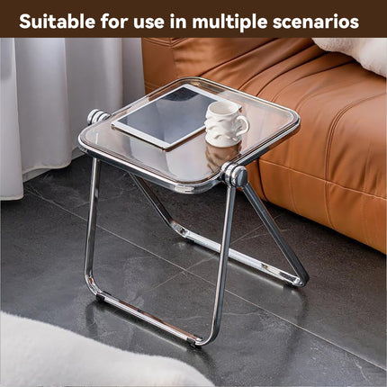 Foldable Transparent Small Coffee Table for Living Room Bedroom Space Saving
