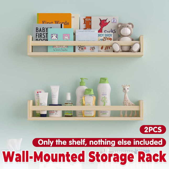 2PCS Solid Wood Wall Mounted Shelf Sturdy Durable Easy Installation Home Decor