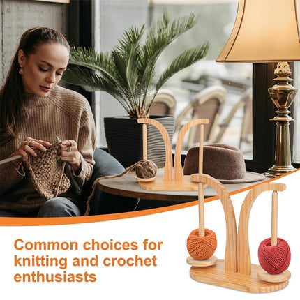 Wooden Rotating Yarn Holder Stand Bobbin Wool Dispenser for Knitting Crochet