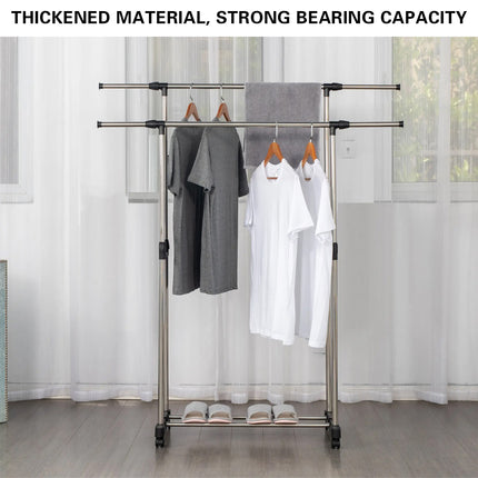 Double Rail Clothes Drying Rack For Indoor Outdoor Laundry Space Saving Durable