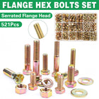 521pcs 8.8 Grade Zinc Plated Flange Bolt Nut Washer Assortment Kit M6 M8 M10