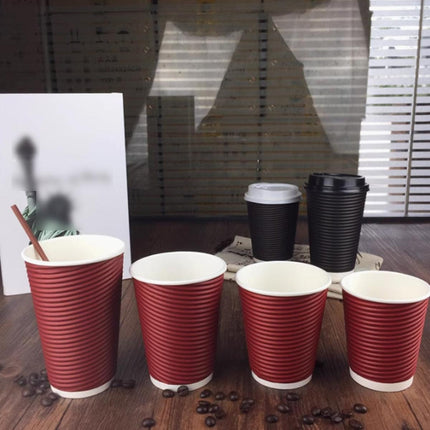 50sets Corrugated Paper Cups Coffee Milk Tea Cups Disposable Hot Drink Cups