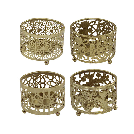 4PCS Hollow Candle Tray Iron Cutout Romantic for Home Wedding Party Decor Use