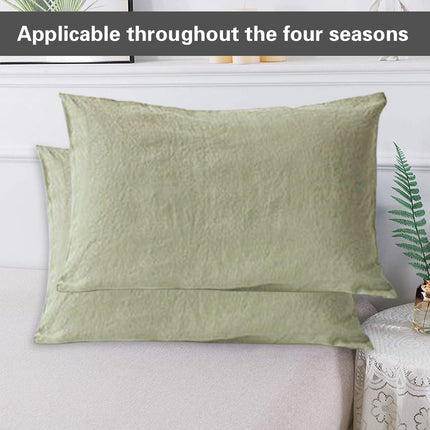 Pair of Linen Pillowcases Solid Color Envelope Style Bedding Pillow Cover Set