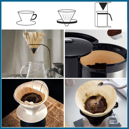 Coffee Filter Paper 100PCS Model A Conical Natural Paper For Drip Coffee Machine