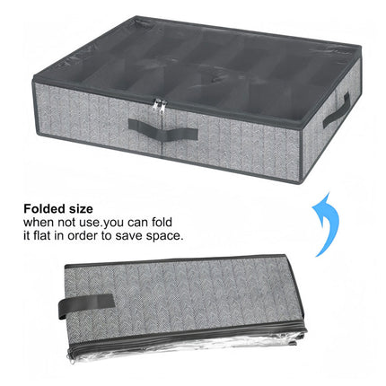 Foldable Shoe Storage Box with Lid Clear Under Bed Organizer Dustproof Visual