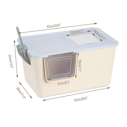 Cat Litter Box Large Semi Milk Coffee Colour Toilet High Sided Odour Control