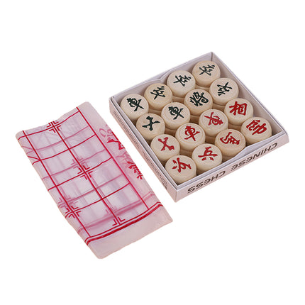 Chinese Birch Wood Chess Set with Laser-Engraved Pieces and Board