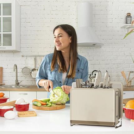 Draining Countertop Knife Cutlery Storage Rack for Kitchen Utensils Space Saving