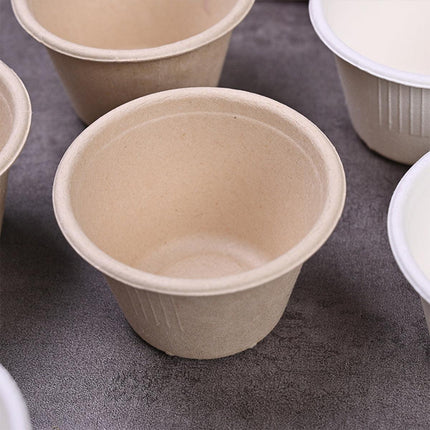 100PCS Biodegradable Pulp Sauce Cups Disposable Condiment Containers with Lids