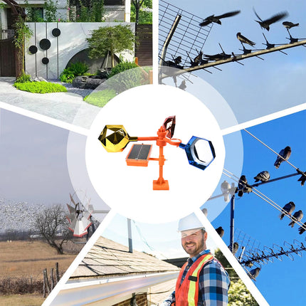 Solar Bird Repeller with 360-Degree Rotation Reflective Rainproof