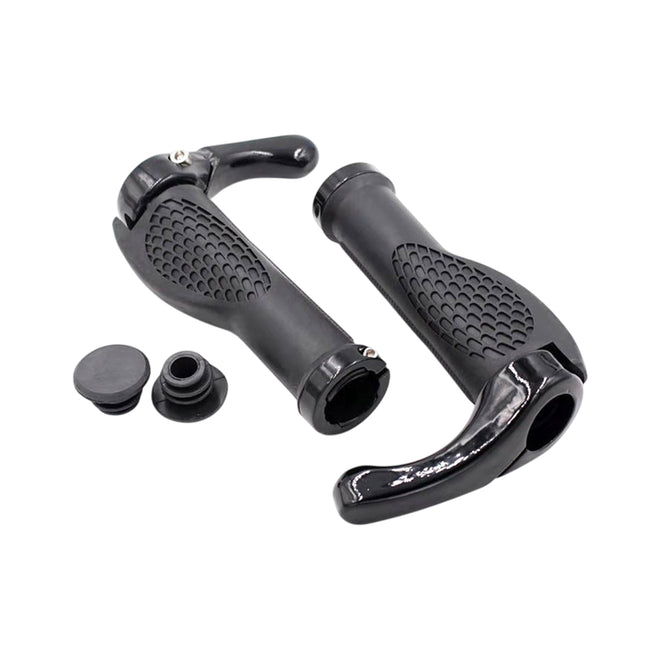 Mountain Bike Handlebar Grips Lock On Horn Style Grip Cover with Bar Ends Pair