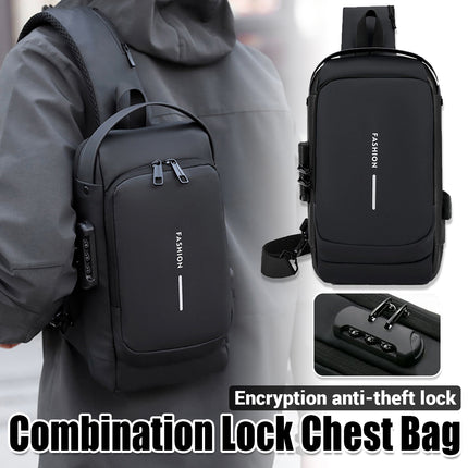 Multi-functional Combination Lock Chest Bag with USB Charging Port