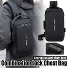 Multi-functional Combination Lock Chest Bag with USB Charging Port