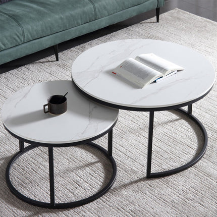 Round Tea Table Living Room Rock Plate for Home Coffee Table Modern Decor