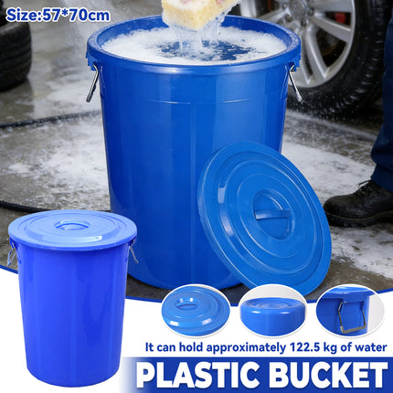 Large Round Plastic Utility Bucket with Lid Heavy Duty Garden Cleaning