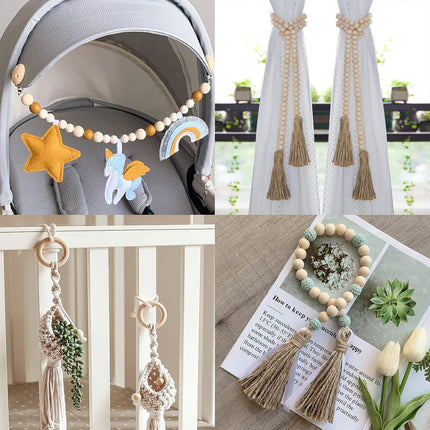 414pcs DIY Beading Kit Round Wooden Beads Set Craft Jewelry Supplies Home Decor