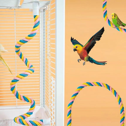U Shaped Parrot Cotton Rope Climbing Toy Perch Stand for Bird Cage
