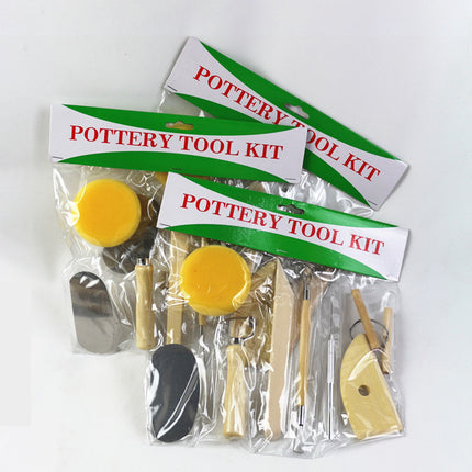 8 Pcs Pottery Sculpting Carving Tool Set with Grey and Yellow Bag