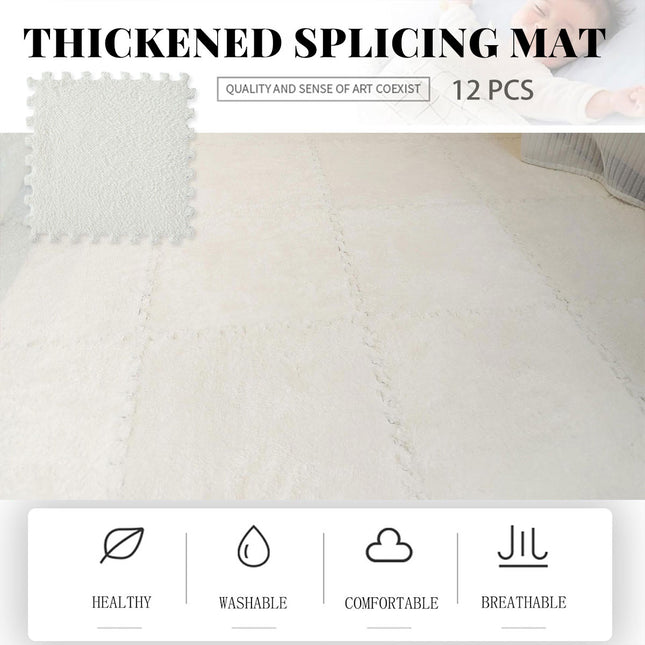 Square Carpet Set 12PCS Soft Splicing Floor Mats for Bedroom and Home Decor