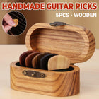 Solid Wood Guitar Pick Storage Case Moistureproof Durable Portable with Dividers