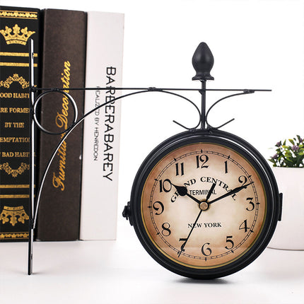 Vintage Outdoor Bracket Clock Garden Station Wall Clock Double Sided Clock