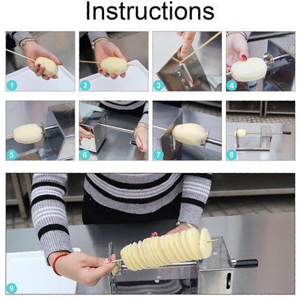 Stainless Steel Manual Potato Spiral Cutting Machine Hand Crank Slicer