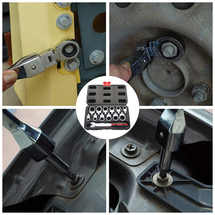 12 In 1 Head Changeable Ratchet Box Wrench Set Home Garage Mechanical Tools Kit