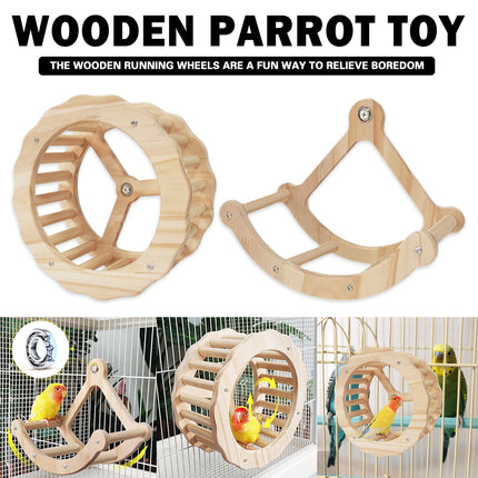 Wooden Parrot Toy Bird Cage Climbing Ladder Swing Stand Play Accessories