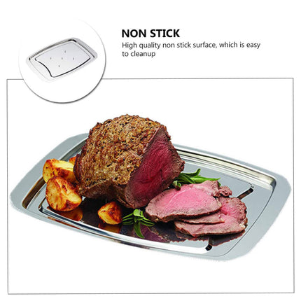 Stainless Steel Grill Plate Meat Roasting Tray with Spikes Barbecue Rack Tool