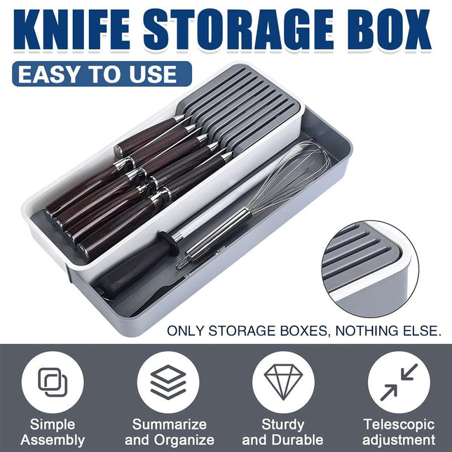 Drawer Dividers Kitchen Knife Organizer Storage Rack Holder Tray Utensil Insert