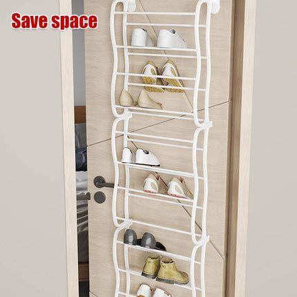Over Door 12 Tier Shoe Rack White 181cm Tall
