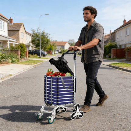 Folding Shopping Trolley Stair-Climbing Cart Lightweight Aluminium Pull Cart