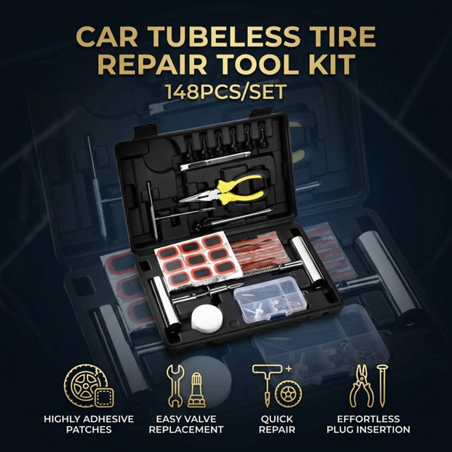 148pcs Tubeless Tire Repair Tool Kit with Case