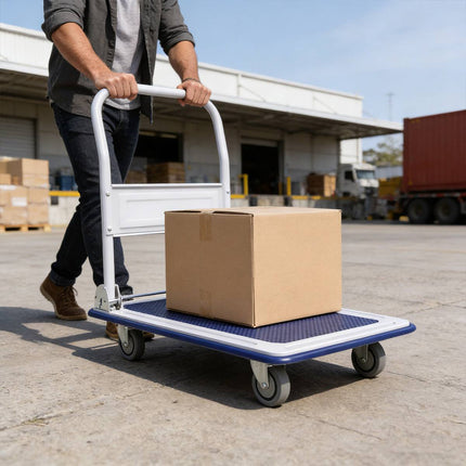 Foldable Platform Trolley Cart Steel Frame Swivel Wheels Warehouse Home Moving