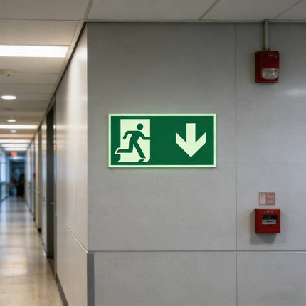 Glow in the Dark Exit Sign Stickers 10 Pack 30x15cm