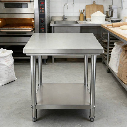 Stainless Steel Work Table 60x60x80cm 2 Tier