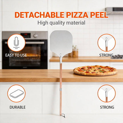 Detachable Aluminum Pizza Peel Wooden Handle 12 Inch