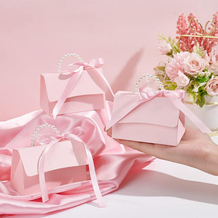 20pcs Pink Pearl Handle Gift Box Set Wedding Favour Candy Party Packaging