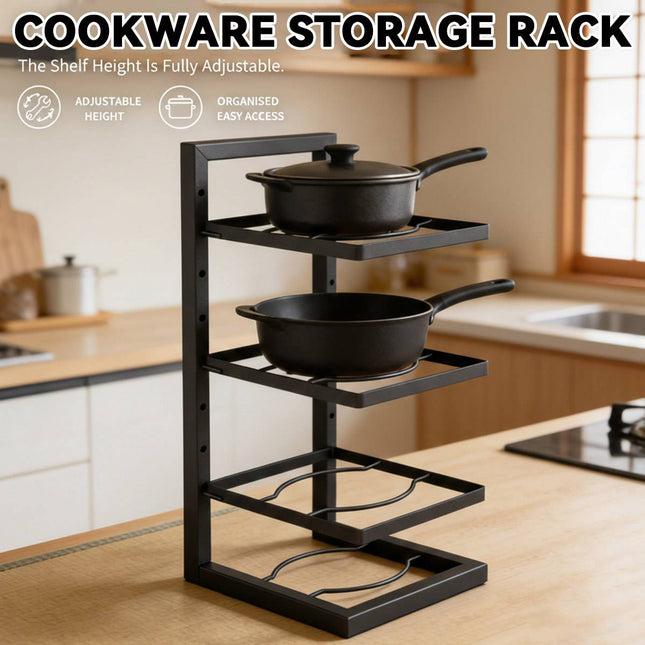 4 Tier Kitchen Cookware Storage Rack Pot Pan Organiser Countertop Cabinet Shelf