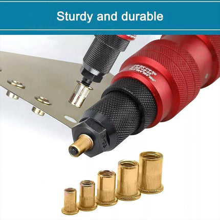 Rivet Nut Setter Drill Adapter M3-M10 with 30 Rivet Nuts Hardware Repair Kit