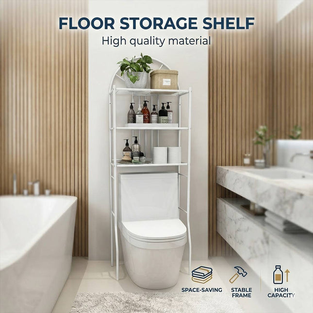 Over Toilet 3 Tier Bathroom Floor Storage Shelf White