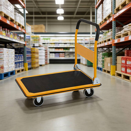 Large Heavy Duty Foldable Flatbed Trolley Cart Steel Frame Rubber Wheels Moving