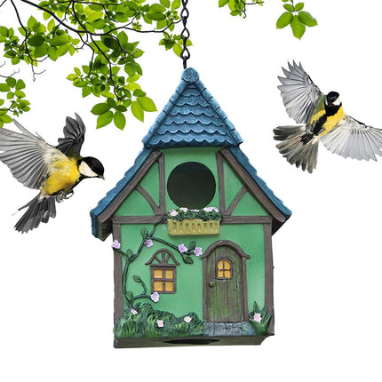 Bird House Resin Nest Outdoor Hanging Shed Feeder for Garden Yard Decorative Use