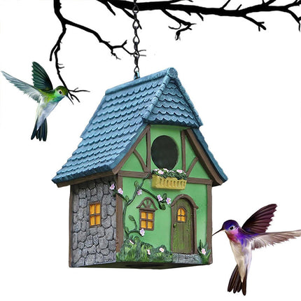 Bird House Resin Nest Outdoor Hanging Shed Feeder for Garden Yard Decorative Use