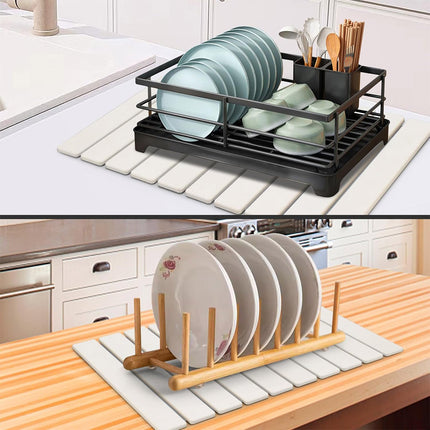 Kitchen Absorbent Diatom Mud Drying Pad Foldable Plate Draining Pad Non Slip