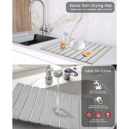 Kitchen Absorbent Diatom Mud Drying Pad Foldable Plate Draining Pad Non Slip