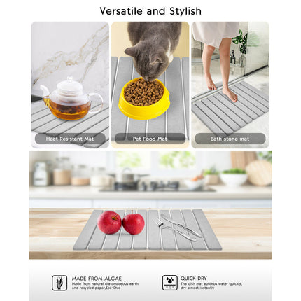Kitchen Absorbent Diatom Mud Drying Pad Foldable Plate Draining Pad Non Slip